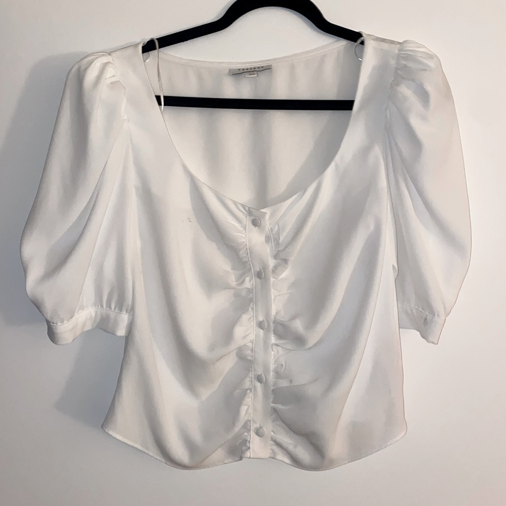 TOPSHOP White Blouse with Ruffled Sleeves